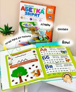 Детская интерактивная обучающая книга "Болтливая азбука зверят", музыкальная, на украинском, Limo Toy, SK0052