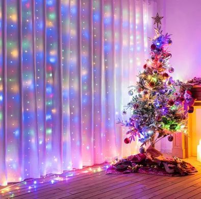 Гирлянда штора "Росса" 200LED на медной проволоке, 220V, цветная 2,0*2,0м