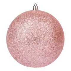Новорічна куля Novogod'ko, пластик, 12 см, рожеве золото, глітер, 974059