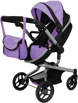 Коляска для кукол, трансформер 2в1, CARRELLO FORTUNA + сумка, 69*42*80см, 9695 PURPLE