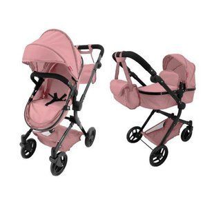 Коляска для кукол трансформер 2в1, CARRELLO ALFA + сумка, 72*14*82 см, 9707 POWDER PINK
