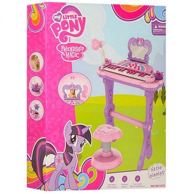 Дитячий ігровий синтезатор на ніжках зі стільчиком, мікрофон, музика, звук, світло, MP3, USB шнур, 901-613