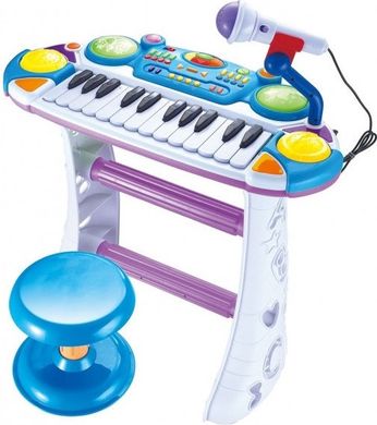 Дитячий ігровий синтезатор на ніжках зі стільчиком, Joy Toy, 7235B, блакитний