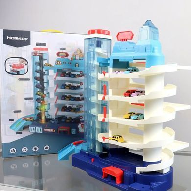 Игровой набор "Гараж-парковка", 5 этажей, лифт, свет, звук, 8 машинок 3302A