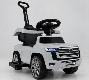 Детский электромобиль, каталка-толокар Toyota Land Cruiser с родительской ручкой мотором 25W и пультом, музыка, UCB, M 6054BLR-11