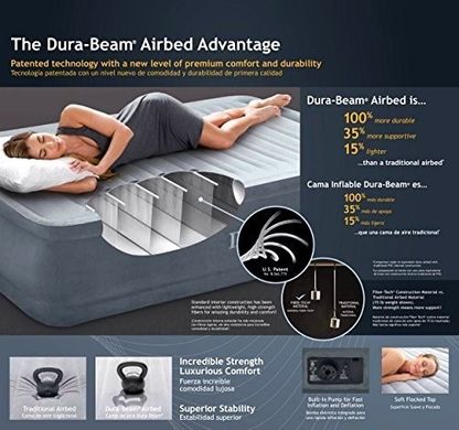 Ліжко надувний Intex Твін з вбудованим електричним насосом, 67768, 137*191*33 см