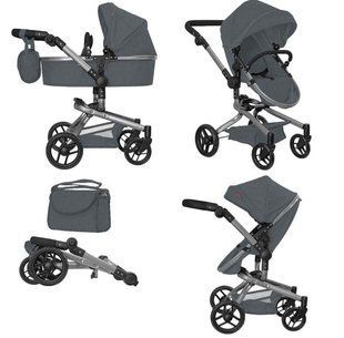 Коляска для кукол трансформер 2в1, CARRELLO FORTUNA + сумка, 69*42*80см, 9695 GREY