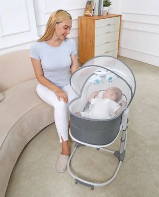 Детский шезлонг-качалка музыкальный, переноска, 6 в 1 Mastela, 80&times;48&times;69 см, , 8461, цвет лён мятный