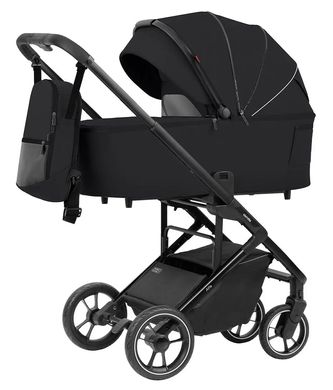 Коляска универсальная 2 в 1, CARRELLO Alfa/W CRL-6507 (2in1) Midnight Black, черная, Карелло Альфа