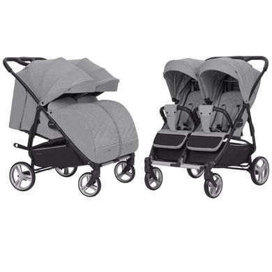 Коляска прогулянкова для двійні, CARRELLO Connect CRL-5502 Ink Gray, сіра, Карелло Коннект