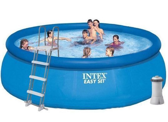 Наливна басейн Intex 26168, фільтр-насос 3785 л/год, тент, сходи, підстилка, 457*122 см