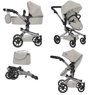 Коляска для кукол трансформер 2в1, CARRELLO FORTUNA + сумка, 69*42*80см, 9695 LIGHT GREY