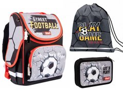Набор: рюкзак ортопедический + сумка для обуви + пенал «1 Вересня Smart» PG-11 "Football" 559017-1
