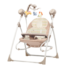 Дитячий музичний шезлонг, крісло-гойдалка зі столиком CARRELLO Nanny 3в1 CRL-0005 Beige Dot