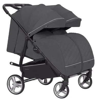 Коляска прогулянкова для двійні, CARRELLO Connect CRL-5502 Serious Black, чорна, Карелло Коннект