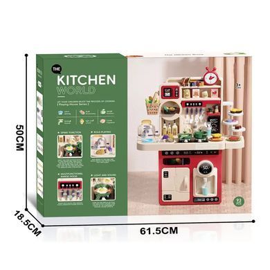 Детская игровая кухня, звук, вода, свет, пар, 93 предмета (посуда, продукты), 95см, красная, G 787 A