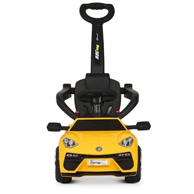 Автомобиль детский (электромобиль), каталка-толокар с родительской ручкой и мотором, желтый, M 3591L-6