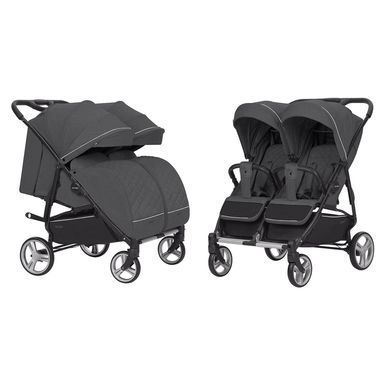 Коляска прогулянкова для двійні, CARRELLO Connect CRL-5502 Serious Black, чорна, Карелло Коннект