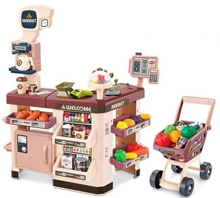 Детский игровой супермаркет, касса, тележка, звуковые эффекты, 668-103-04