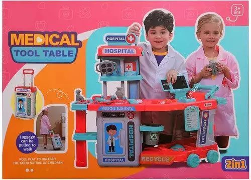 Детский игровой большой набор доктора с аксессуарами (стол, тележка) RX 690 C