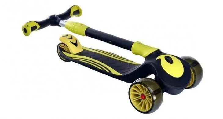 Самокат трехколесный, подвеска колес, складной руль, Maraton Golf B yellow-black