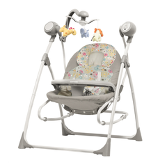 Дитячий музичний шезлонг, крісло-гойдалка зі столиком CARRELLO Nanny 3в1 CRL-0005 Grey Planet