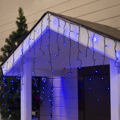Уличная светодиодная гирлянда штора (бахрома, дождь) 120 LED, синяя на черном проводе 3,0 м
