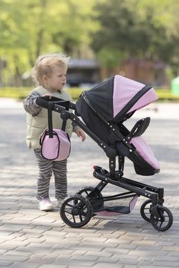 Візочок для ляльок трансформер 2в1, CARRELLO FORTUNA + сумка, 69*42*80см, 9695 PINK