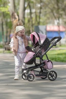 Візочок для ляльок трансформер 2в1, CARRELLO FORTUNA + сумка, 69*42*80см, 9695 PINK