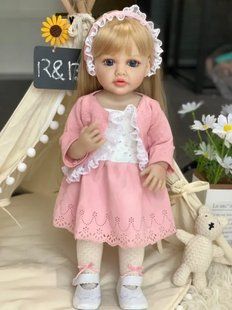 Кукла виниловая 55см, ручная работа, блондинка с голубыми глазами, Reborn Baby Doll 38