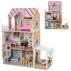Ляльковий дерев'яний будиночок із меблями, 3 поверхи, 123*103*31 см, MD 2150