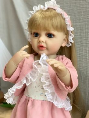 Лялька вінілова 55см, ручна робота, блондинка з блакитними очима, Reborn Baby Doll 38