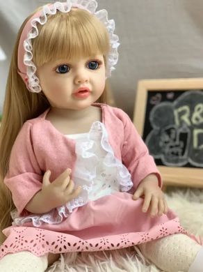Лялька вінілова 55см, ручна робота, блондинка з блакитними очима, Reborn Baby Doll 38