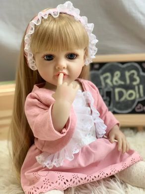 Лялька вінілова 55см, ручна робота, блондинка з блакитними очима, Reborn Baby Doll 38