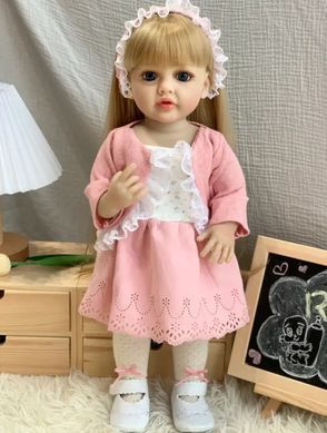 Лялька вінілова 55см, ручна робота, блондинка з блакитними очима, Reborn Baby Doll 38