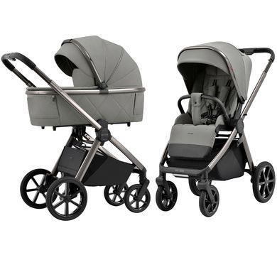 Коляска універсальна 2 в 1, візочок CARRELLO Omega CRL-6530 (2in1) Superb Grey + ліхтар, сіра, Карелло Омега