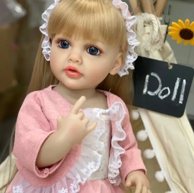 Лялька вінілова 55см, ручна робота, блондинка з блакитними очима, Reborn Baby Doll 38