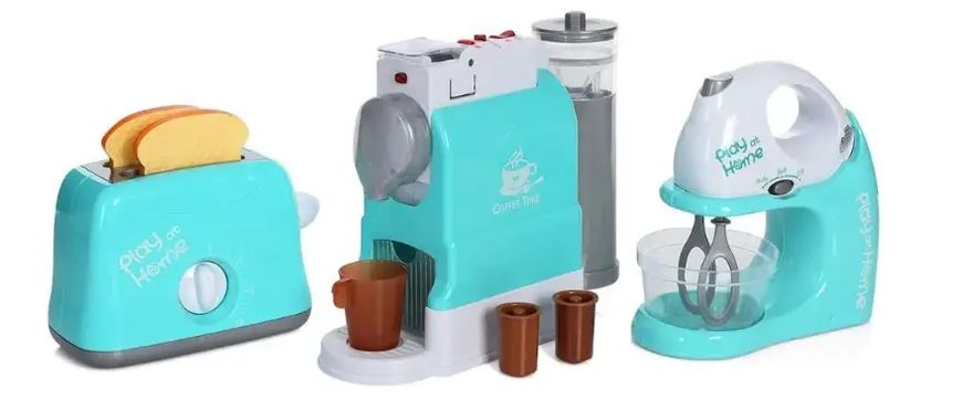 Детский набор бытовой техники (кофеварка, тостер, миксер) QF2582-83-84G