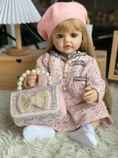 Кукла виниловая 55см, ручная работа, блондинка с сумочкой, Reborn Baby Doll 36