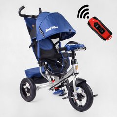 Велосипед трехколесный с родительской ручкой детский Best Trike 3390 /12-656, надувные колеса, синий