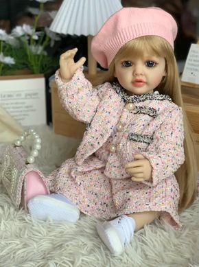 Кукла виниловая 55см, ручная работа, блондинка с сумочкой, Reborn Baby Doll 36