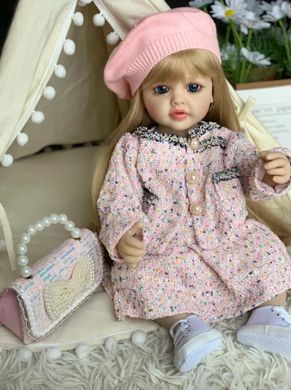 Кукла виниловая 55см, ручная работа, блондинка с сумочкой, Reborn Baby Doll 36