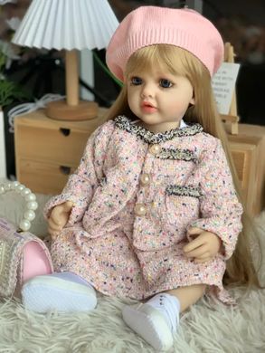 Кукла виниловая 55см, ручная работа, блондинка с сумочкой, Reborn Baby Doll 36