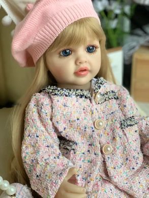 Кукла виниловая 55см, ручная работа, блондинка с сумочкой, Reborn Baby Doll 36