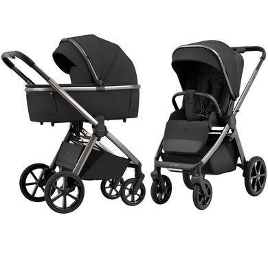 Коляска універсальна 2 в 1, візочок CARRELLO Omega CRL-6530 (2in1) Absolute Black + ліхтар, чорна, Карелло Омега