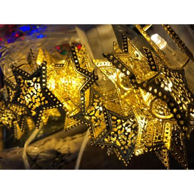 Новогодняя декоративная гирлянда "Звезды" в золоте, 20 Led, 4 метра