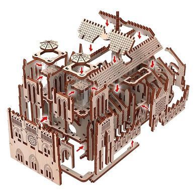 Конструктор дерев'яний, механічний, 3D пазл, "Собор Паризької Богоматері" MR.PLAYWOOD, 148 дет. 10411