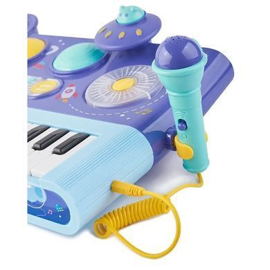 Детский игровой синтезатор с барабанами, микрофон, 35178 blue