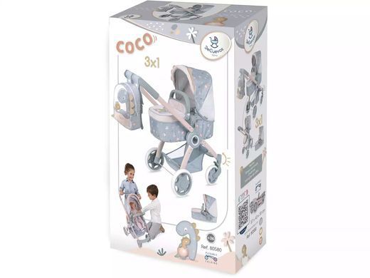 Коляска для кукол 3 в 1 (трансформер) DeCuevas Coco, с рюкзаком, 70*41*62 см, 80580