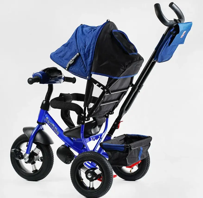 Велосипед трехколесный с родительской ручкой Best Trike 3390/17-063 надувные колеса, фара с UCB, синий